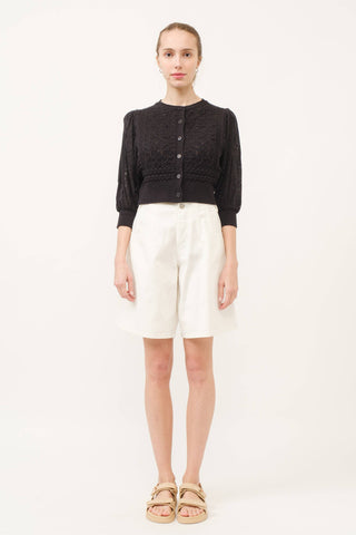 Hendry 3/4 SLEEVEMixed Cotton Eyelet Sweater