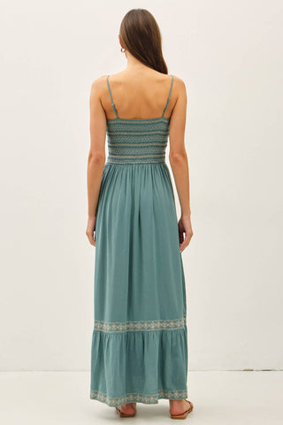 Smocked Top, Lined Maxi Dress