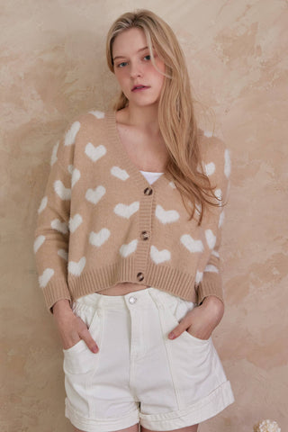 Fuzzy Heart Cardigan