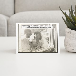 Wedding Card. Wishing You Endless Love. Vintage Couple Bride