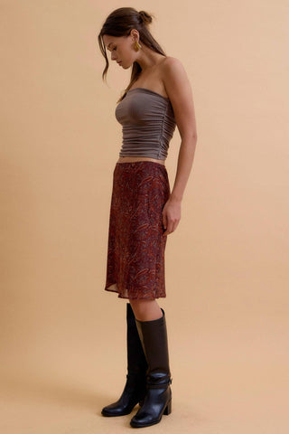 Paisley Print Knee Length Skirt
