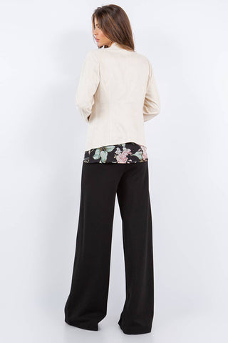 Spring Faux Suede Drape Front Jacket