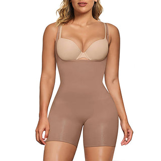 SHAPERX Women's Bodysuit Tummy Control Shapewear Open Bust Thigh Slimmer Seamless Body Shaper