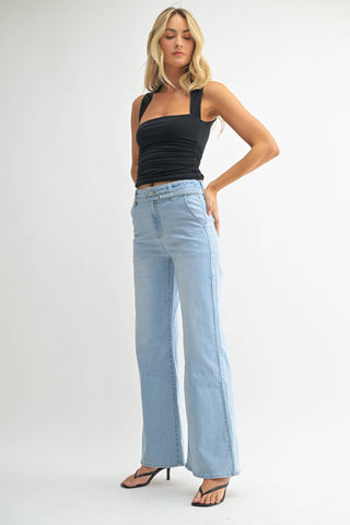 Belted Wide Leg Denim