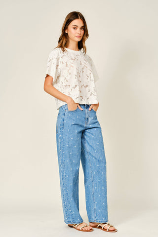 Polka Dot Loose Straight Denim