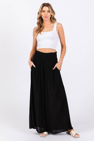 Smocked Waist Wide Leg Pants
