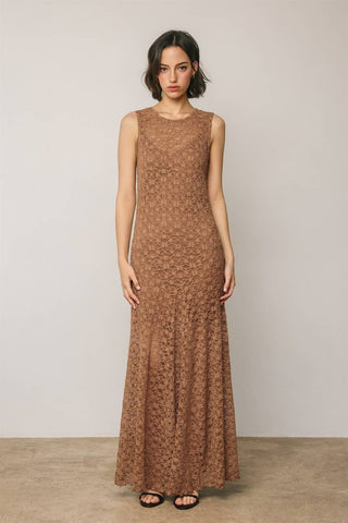 Sleeveless Crew Lace Maxi Dress