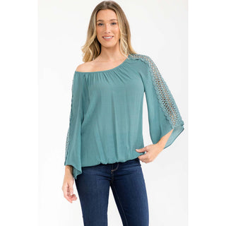 Faye Crochet Sleeve Peasant Blouse
