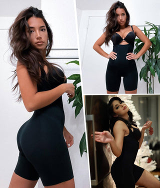 SHAPERX Open-Bust Mid-Thigh Bodysuit shapewear