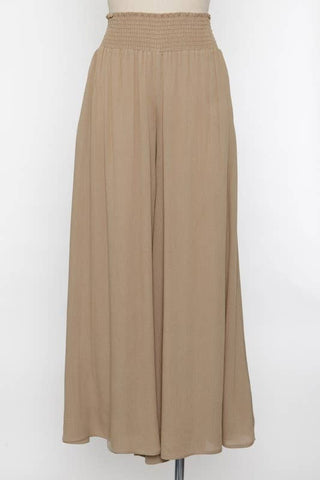 Smocked Waist Wide Leg Pants