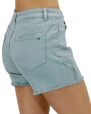 Mid Rise Cotton Denim Shorts