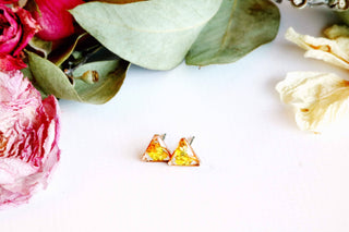 Triangle Studs - Real Flowers