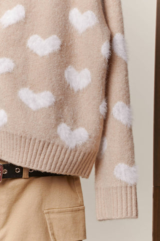 Fuzzy Heart Cardigan