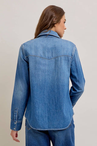 Medium Wash Basic Western Shirt