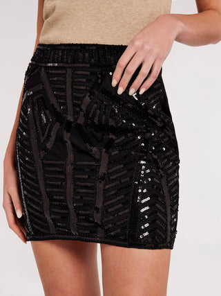 Patterned Sequin Mini Skirt