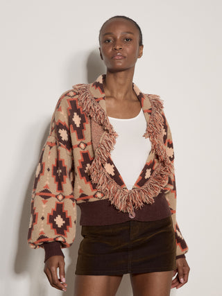 Aztec Geo Fringe Cardigan