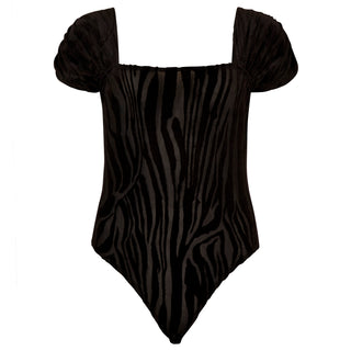 Burnout Zebra Rouched Bodysuit