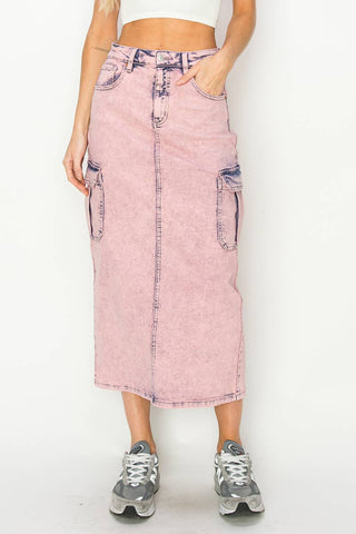 Utility Pink Dyed Maxi Skirt