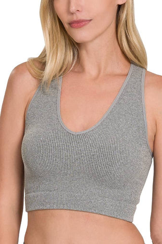 Ribbed Cropped Racerback Tank Top